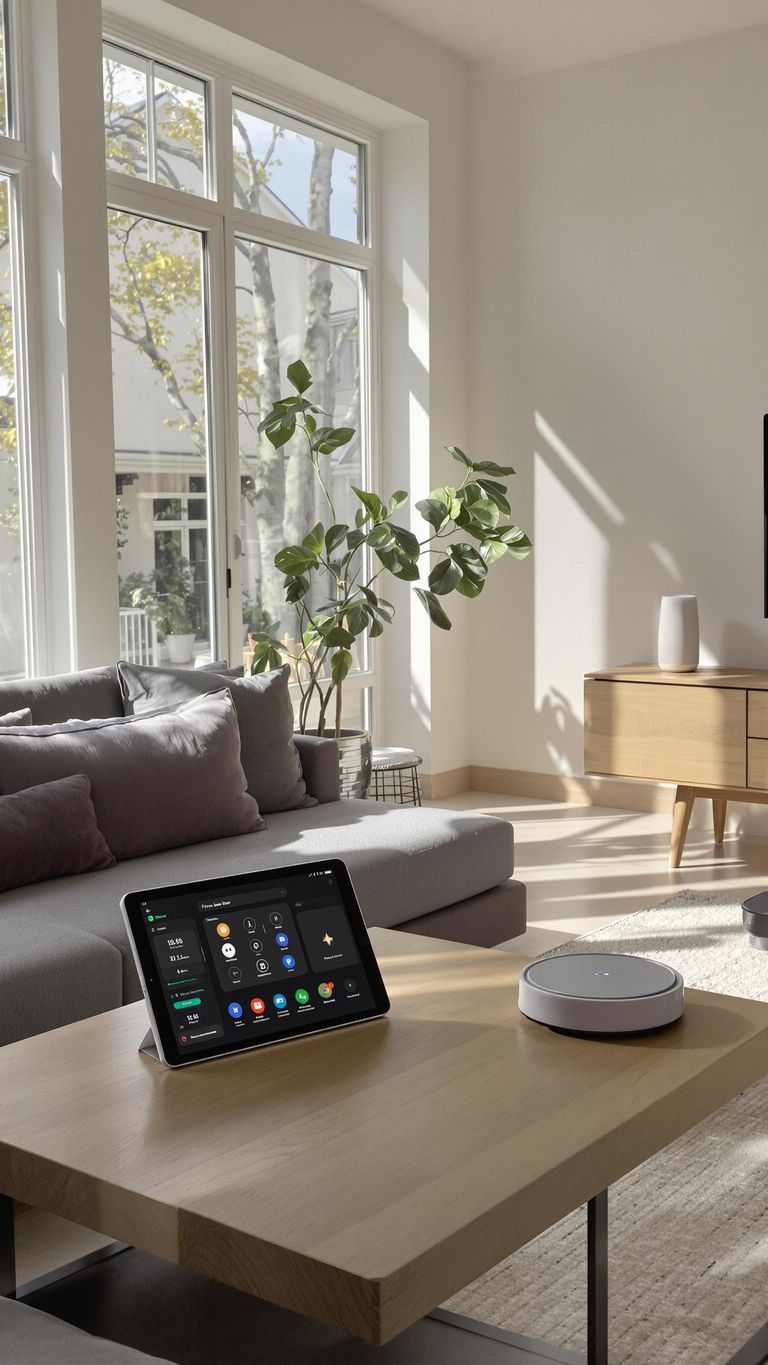 Sleek smart home with integrated technology.