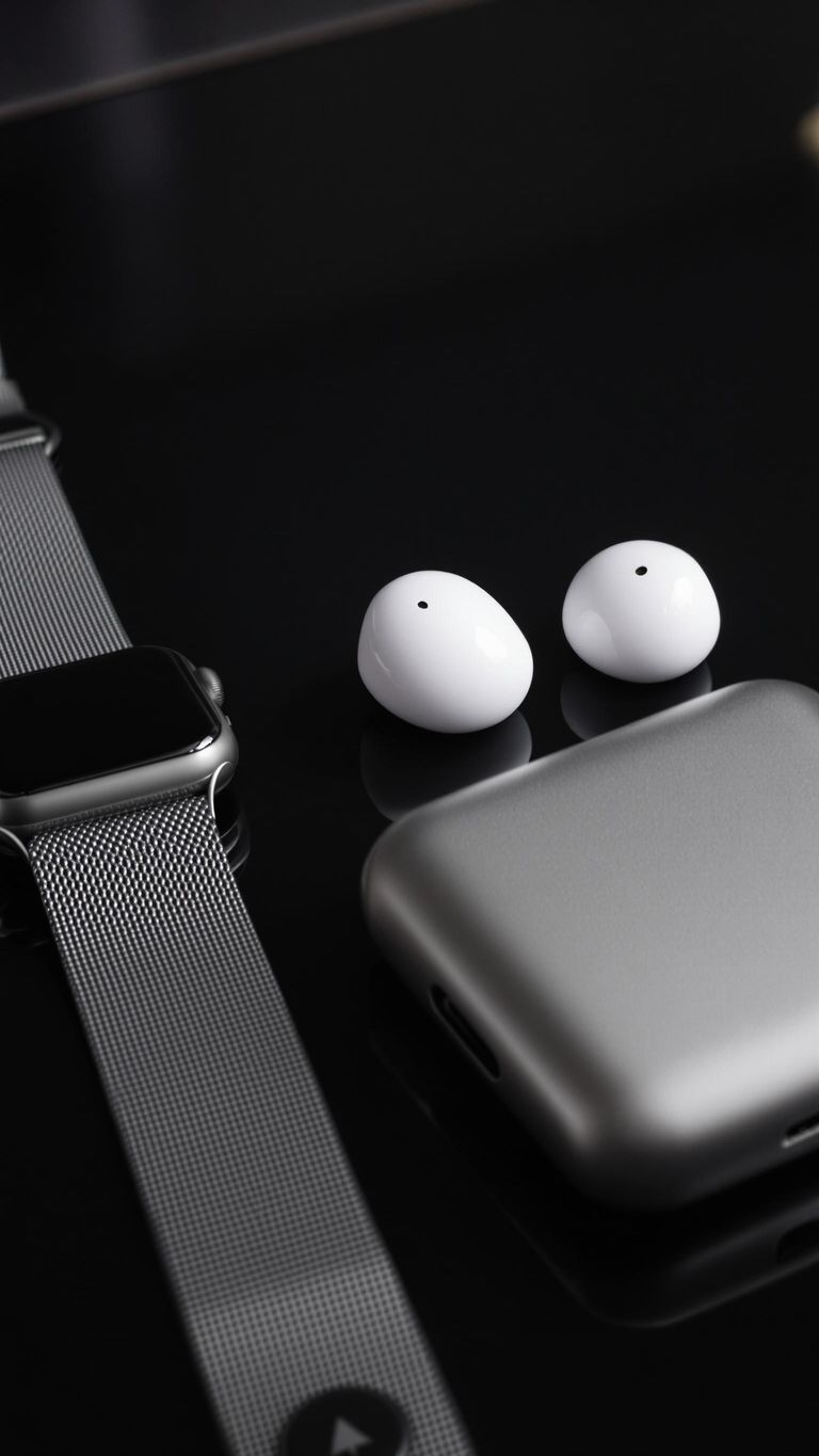 Close-up of three modern tech gadgets.