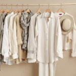 Eco-friendly wardrobe items with natural props.