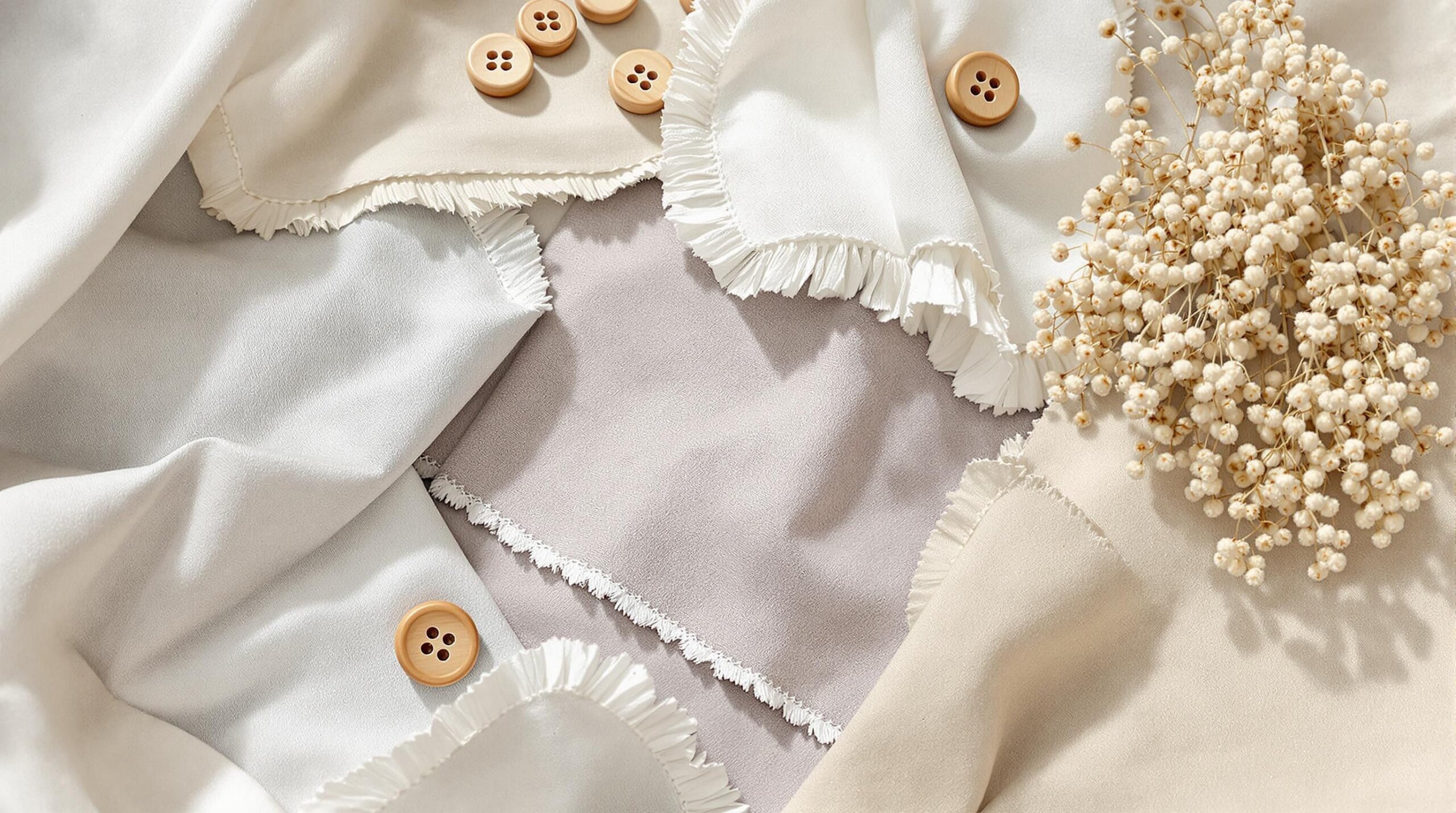 Close-up of organic cotton, hemp, linen, and Tencel fabrics.