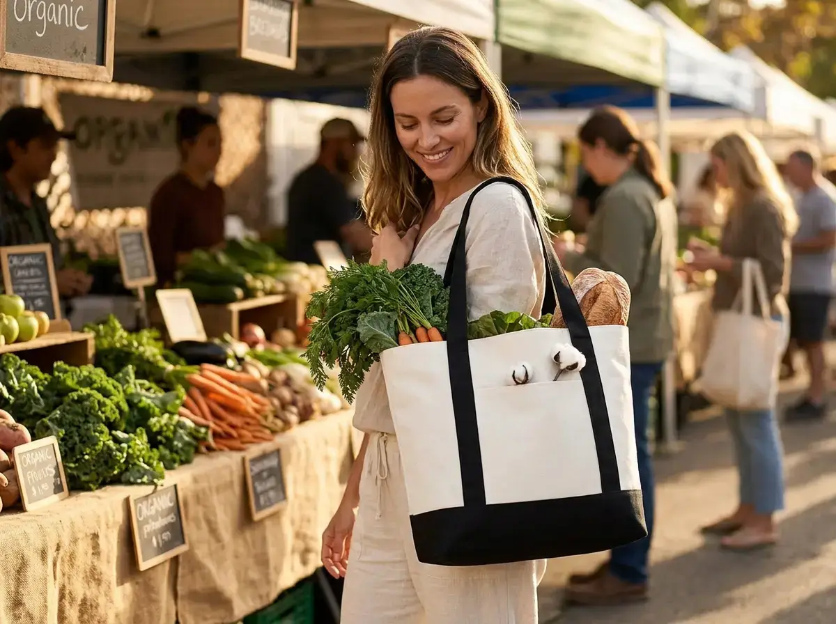 TOPDesign reusable canvas tote bag eco-conscious lifestyle