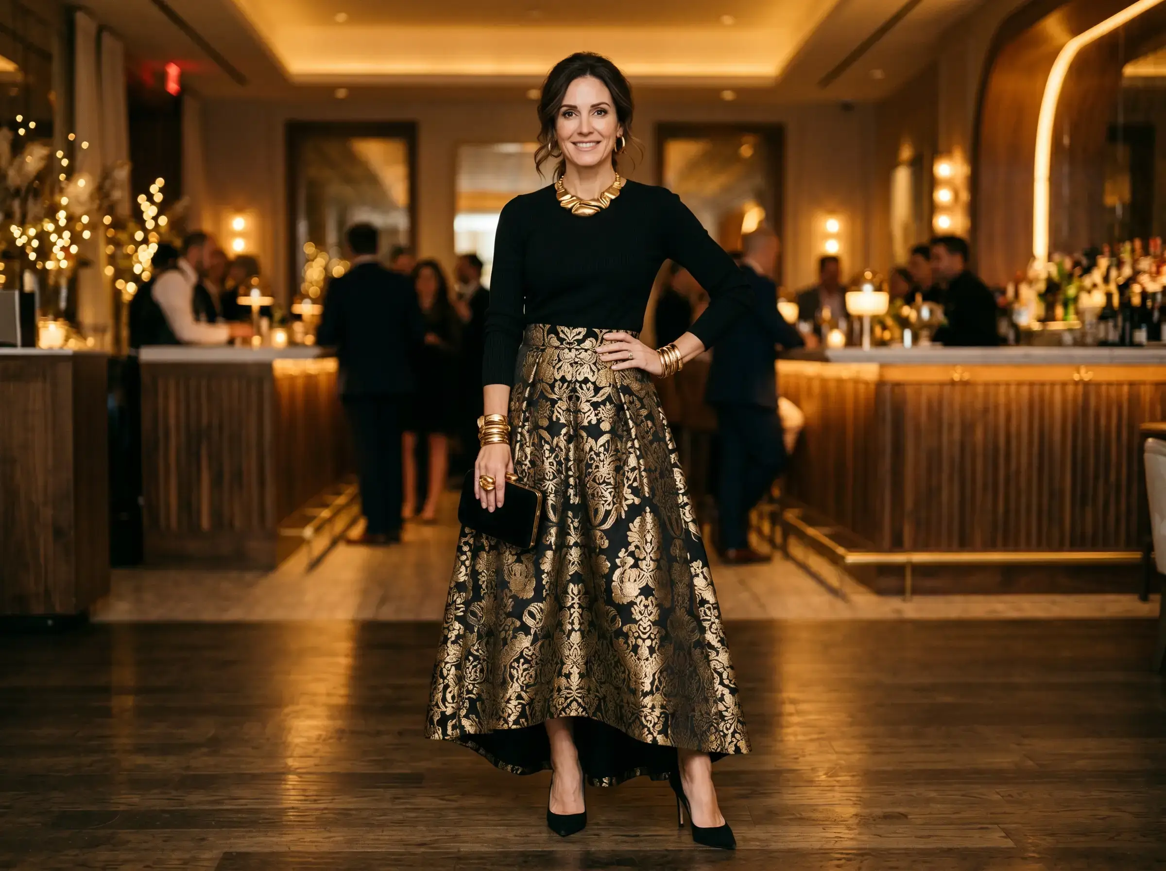 Cerqular Skirt 537 in Black Gold — statement resale