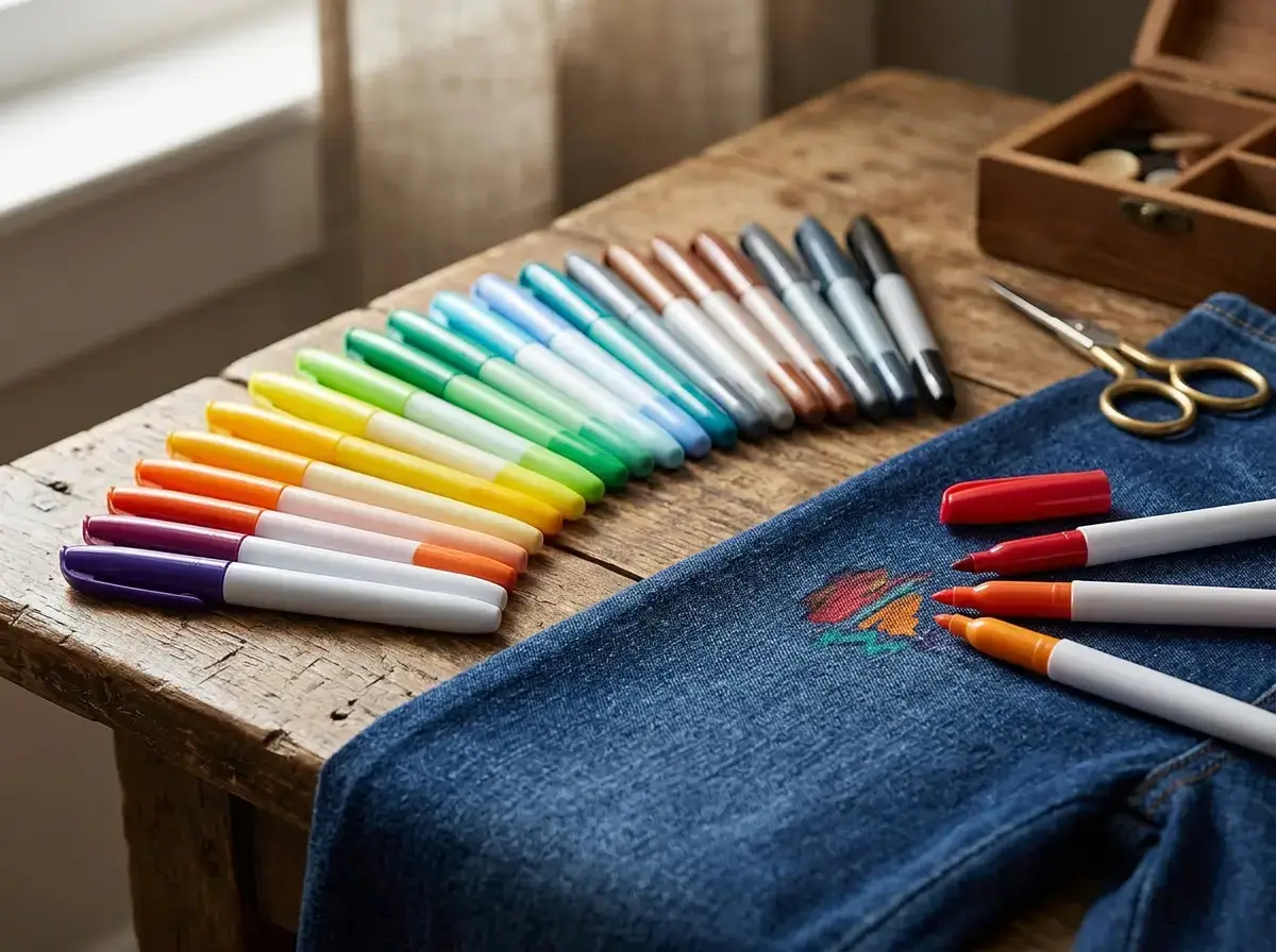 Fabric markers for drawing line art and lettering on fabric