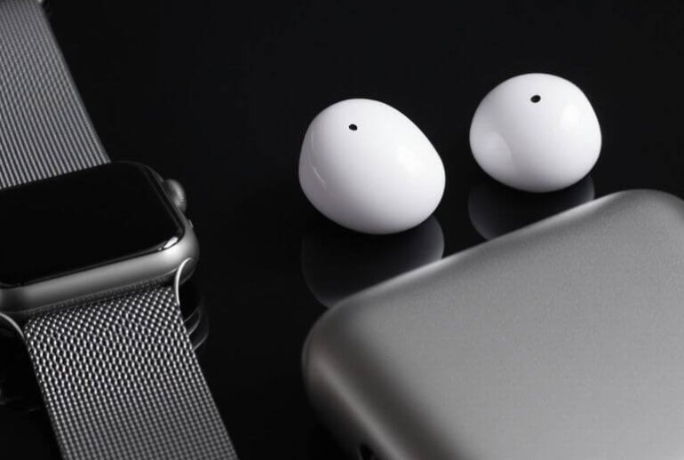 Close-up of three modern tech gadgets.