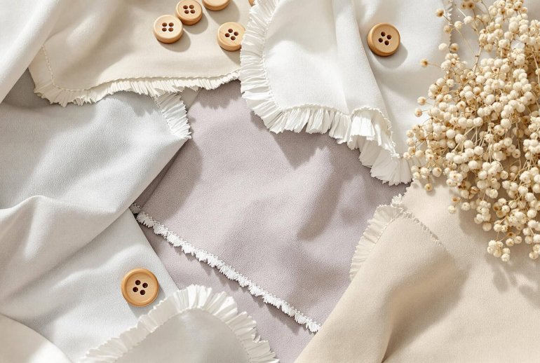 Close-up of organic cotton, hemp, linen, and Tencel fabrics.