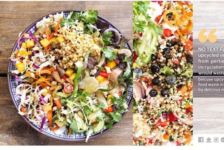 Colorful dishes made from upcycled ingredients on a plate.